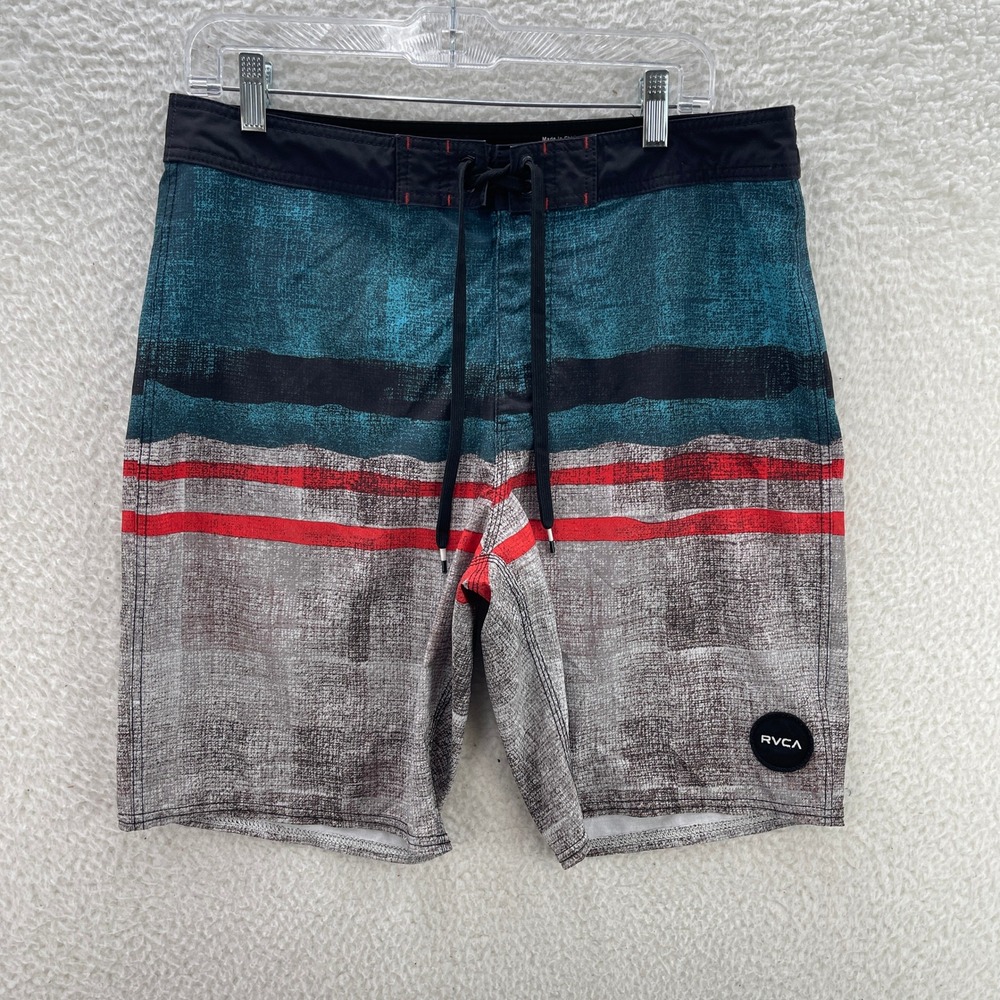 RVCA Board Shorts Mens 33 Multicolor Stripe Performance Stretch Surf Skate Y2K